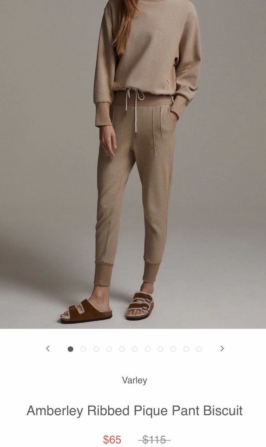 Varley Amberley Ribbed Pique Jogger Pants Biscuit Beige Women’s Size-XS