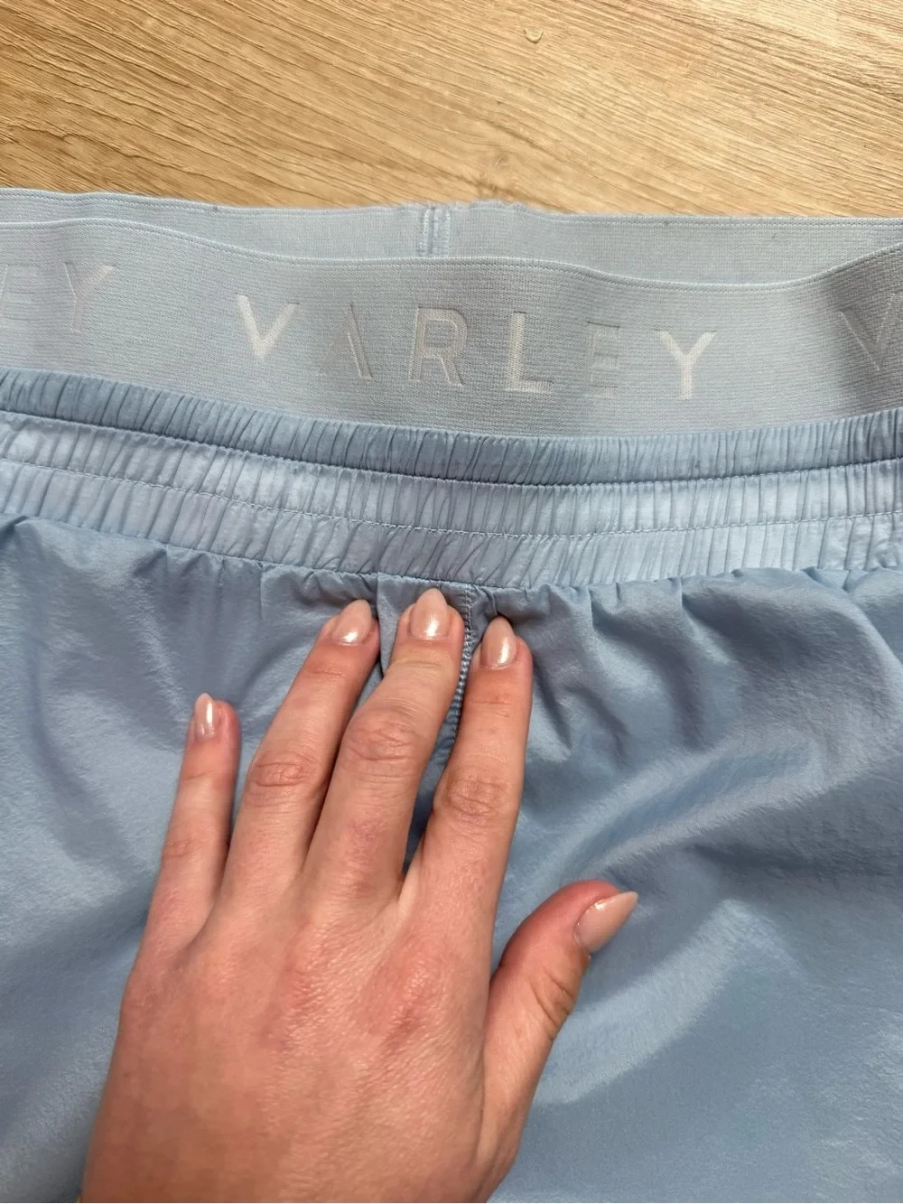 VARLEY Fresno Shorts Large Blue Sheer Nylon 2-in-1 Athletic Running Shorts