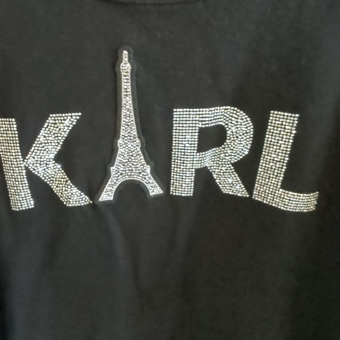 Karl Lagerfeld Paris Rhinestone Logo Pullover Black Color sz M