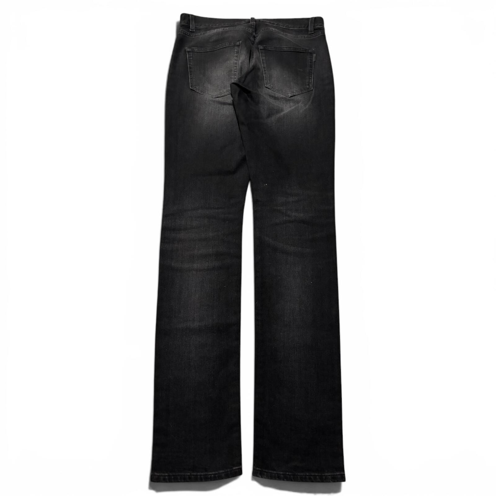 Saint Laurent Paris D02 Black Washed Knee Rip Denim Jeans