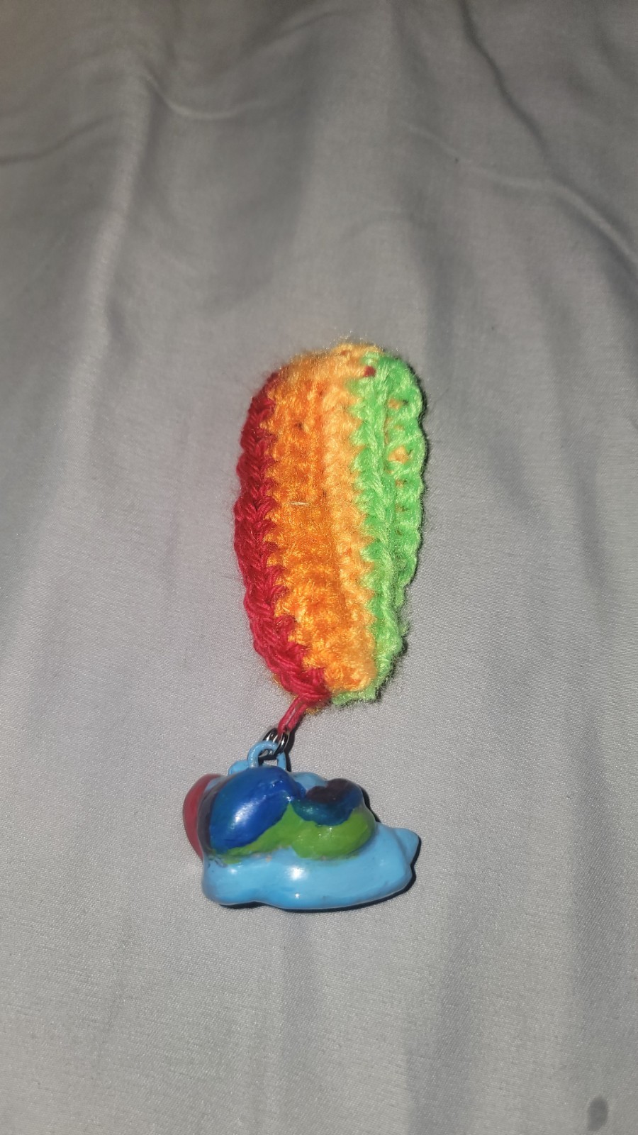 Multicolor Striped Crochet Key Chain with Pony Charm, Cartoon Theme, Women