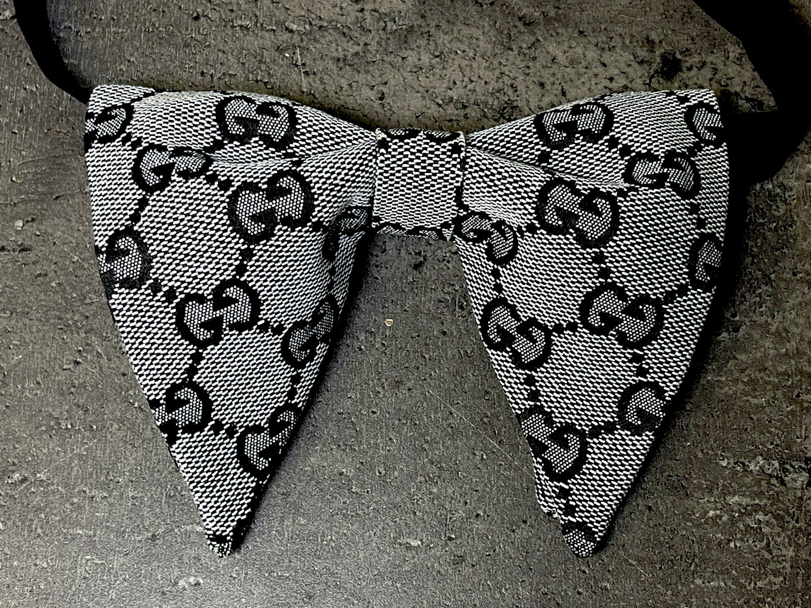 Vintage Style Bow Tie 70’s Black Monogram Butterfly