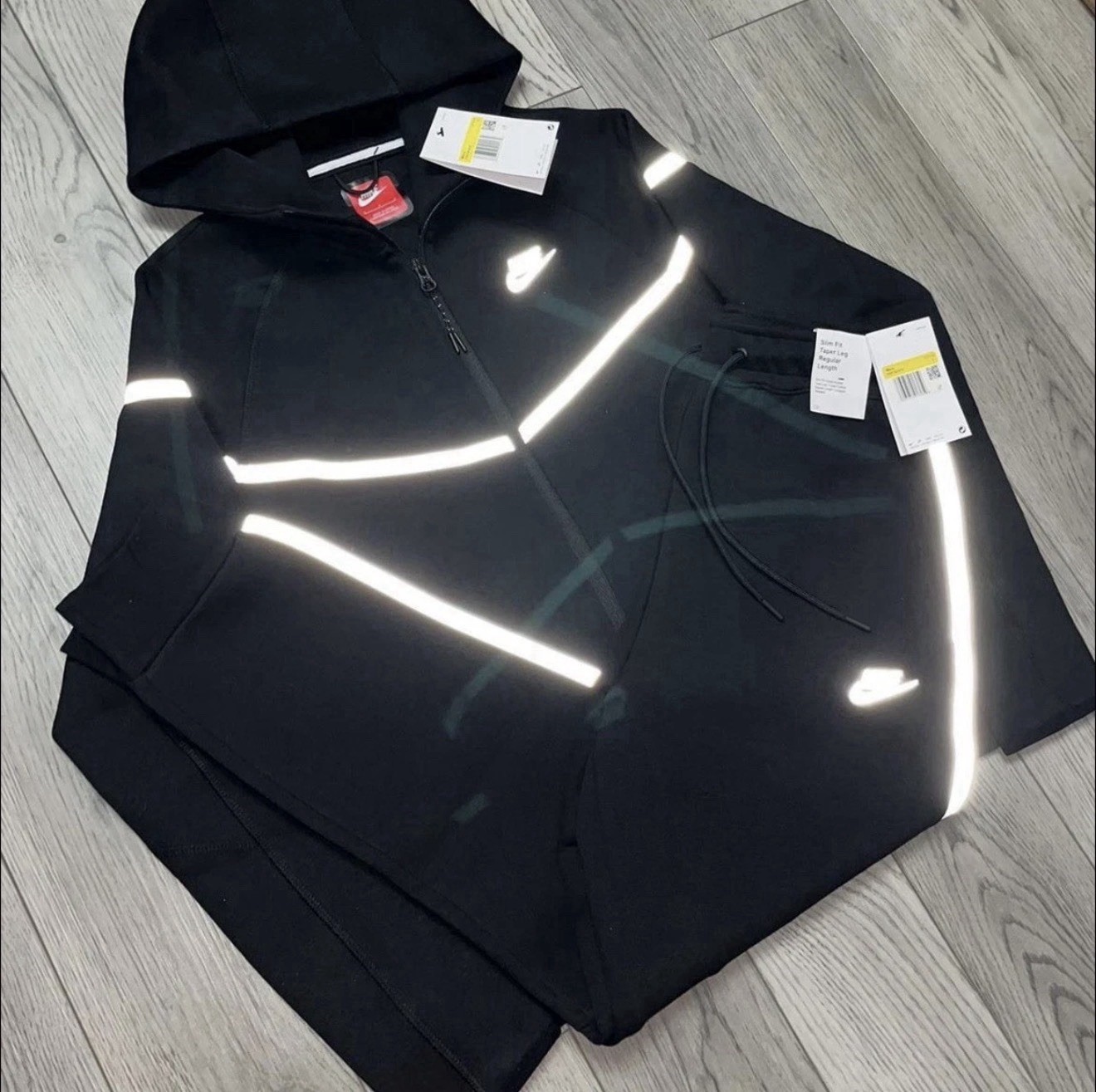 Nike Tech Fleece Black Reflective 2-Piece Set Tracksuit LARGE