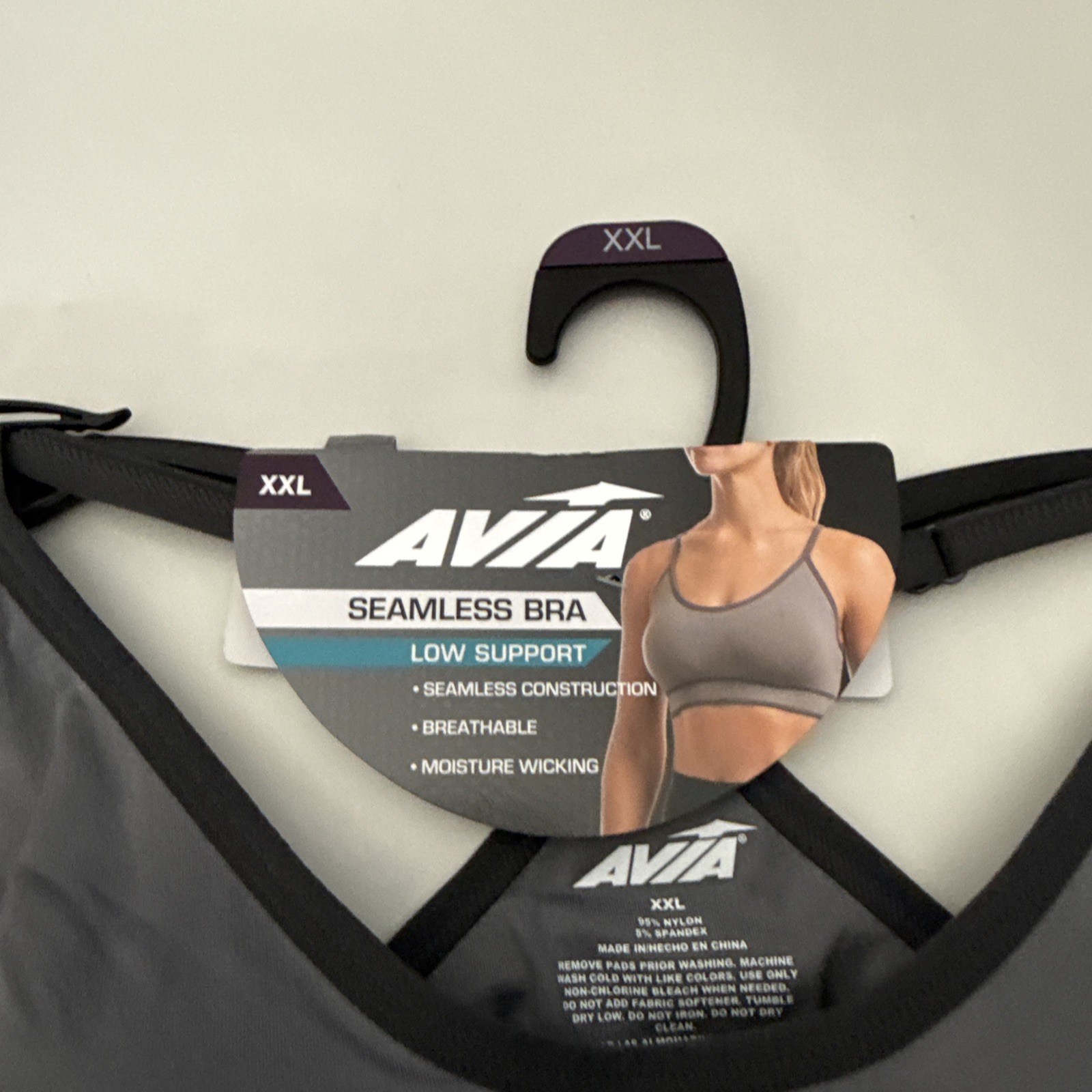 Avia – Women’s Low Support – Seamless – Cami Sports Bra – Size XXL – Gray NEW