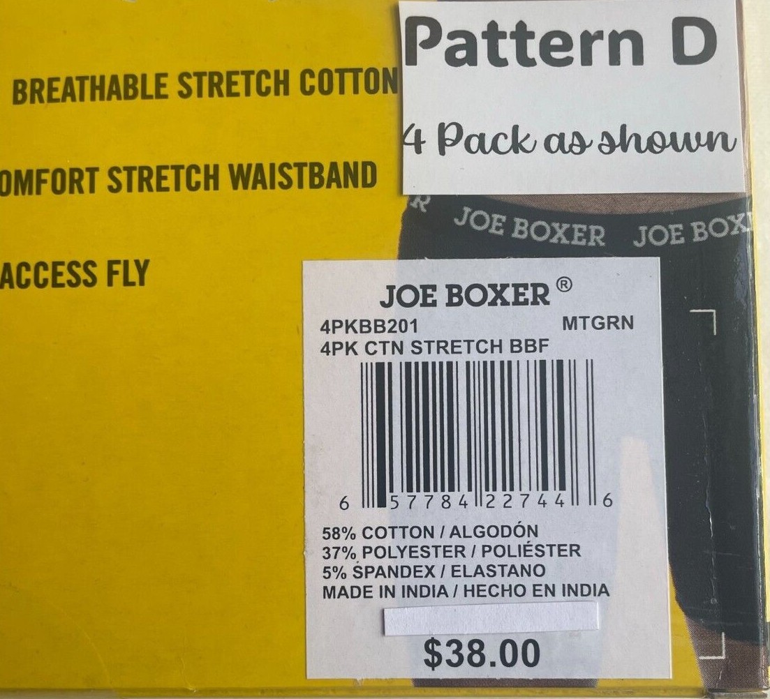 4 Pack Joe Boxer Size M 32-34 Boxer Briefs Cotton Stretch Many Patterns $38
