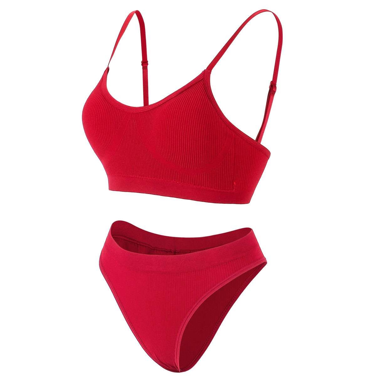 Women’s Push Up Bra And Panty Set Pull Over Bralette Underwear Sport Round Neck