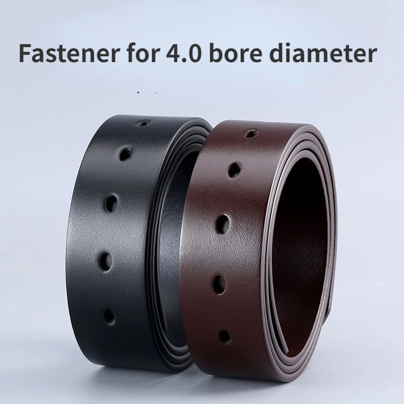 3.8CM Wide No Buckle Genuine Leather Belts for Men With Holes Cowhide Belt Strap