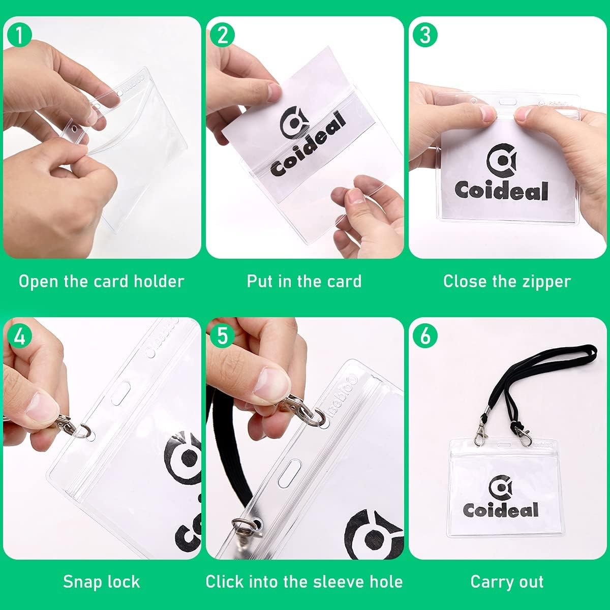 Clear Plastic Horizontal Badge Holder – Coideal 12 Pcs 4.8 x 3.5 inch,