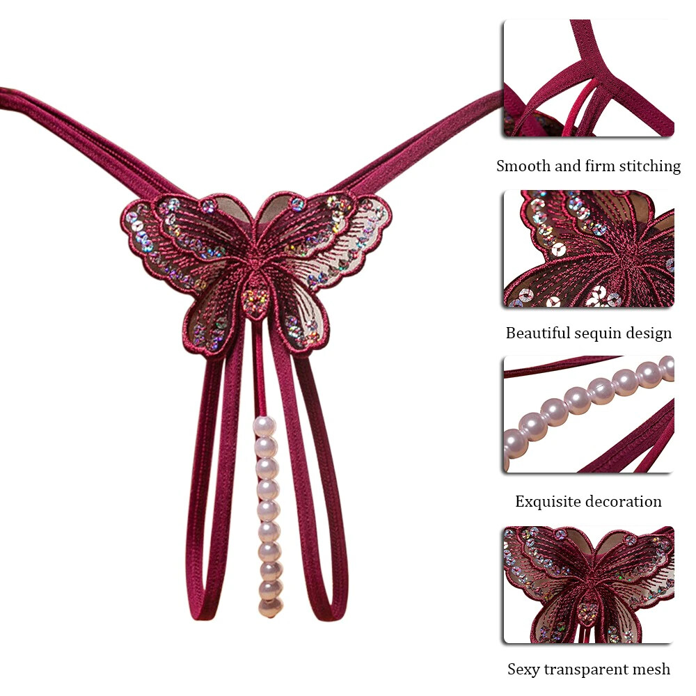 Sexy Women Crotchles Pearl Thong G-string Panties Lingerie Underwear T-back USA