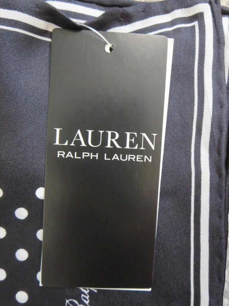 Lauren Ralph Lauren Square Silk Scarf Polka Dot Print 22″ x 22″