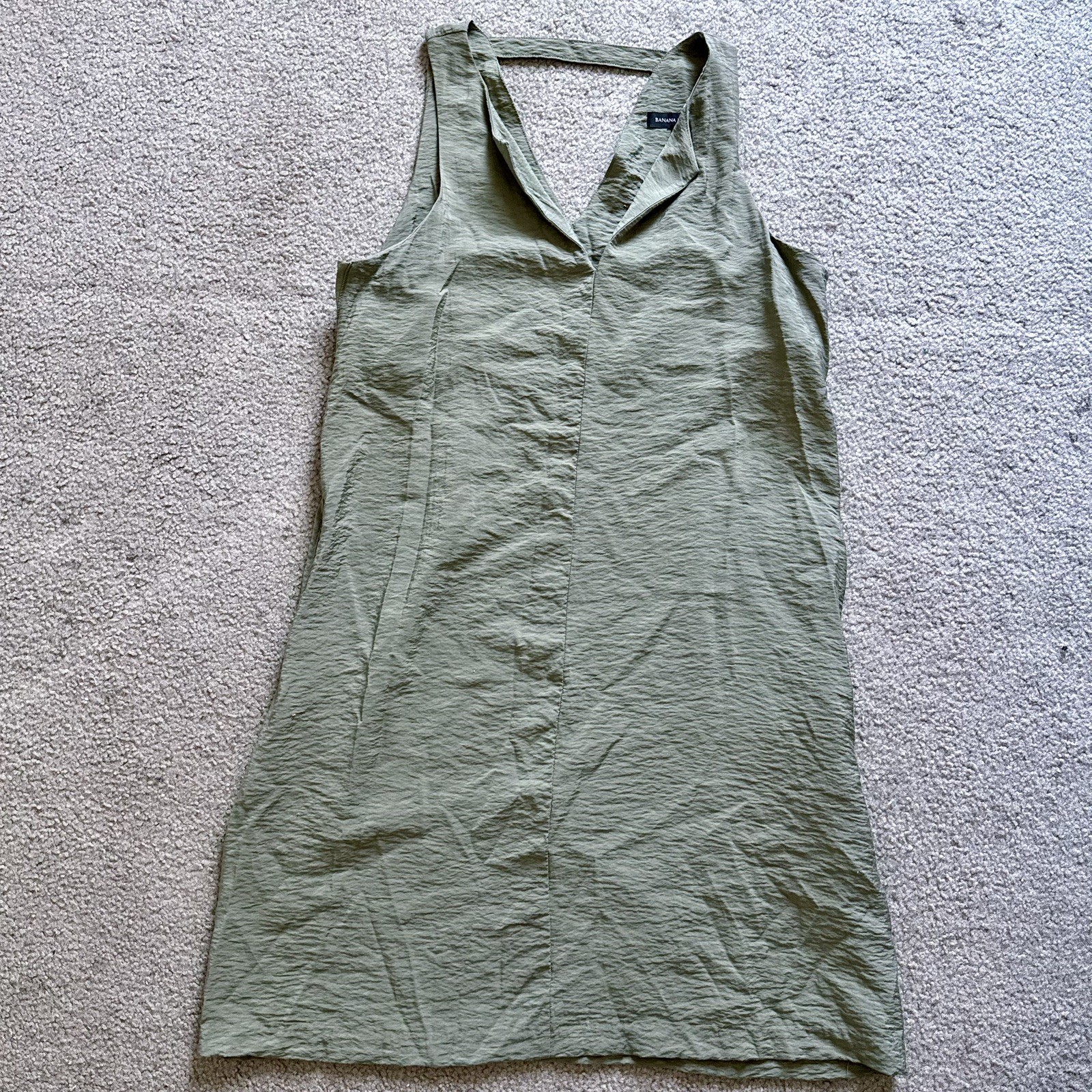 Banana Republic Sleeveless Dress Size Medium Olive Green Pockets