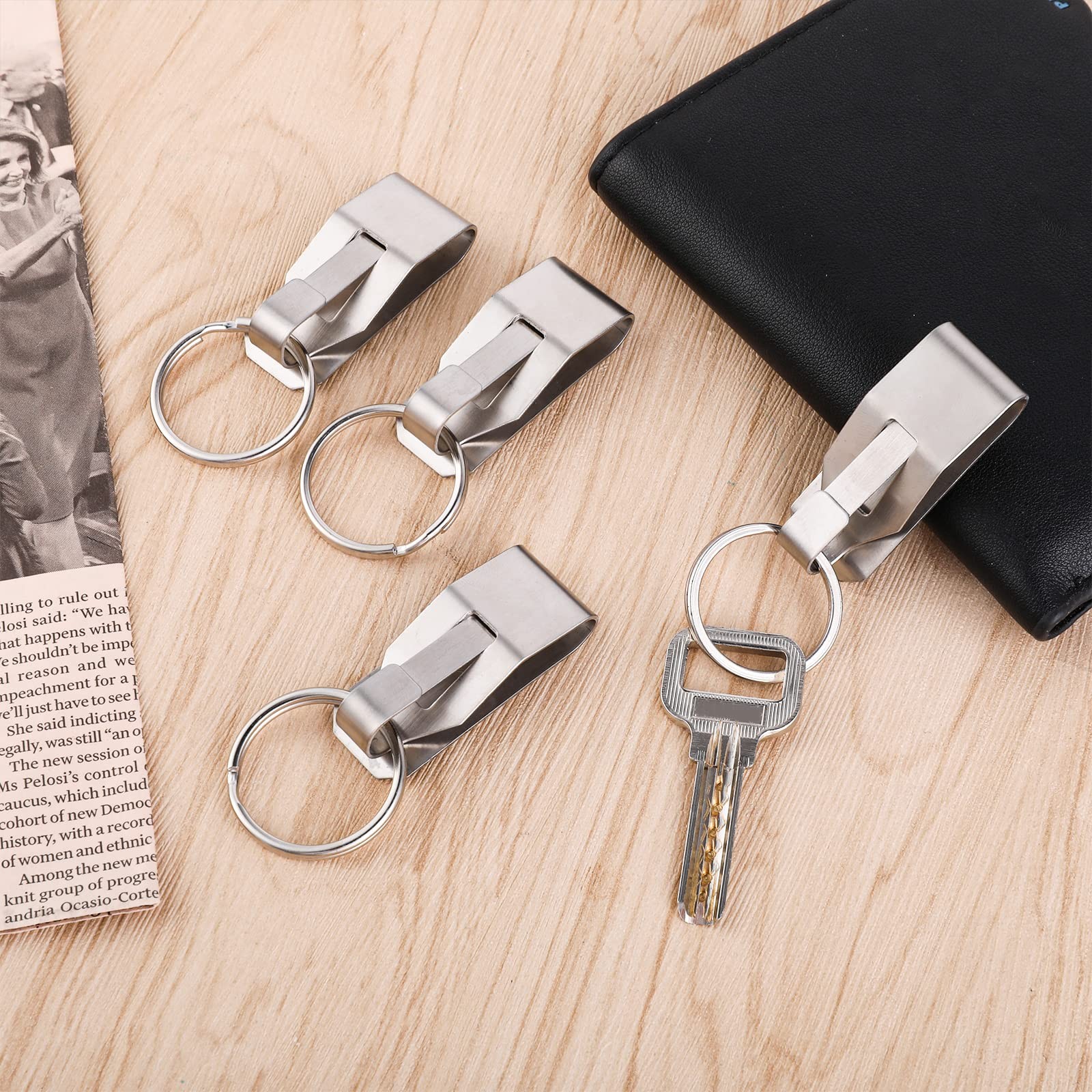 4 Pcs Metal Belt Key Clips Key Holder Clip Keychain for Home Office Supplies