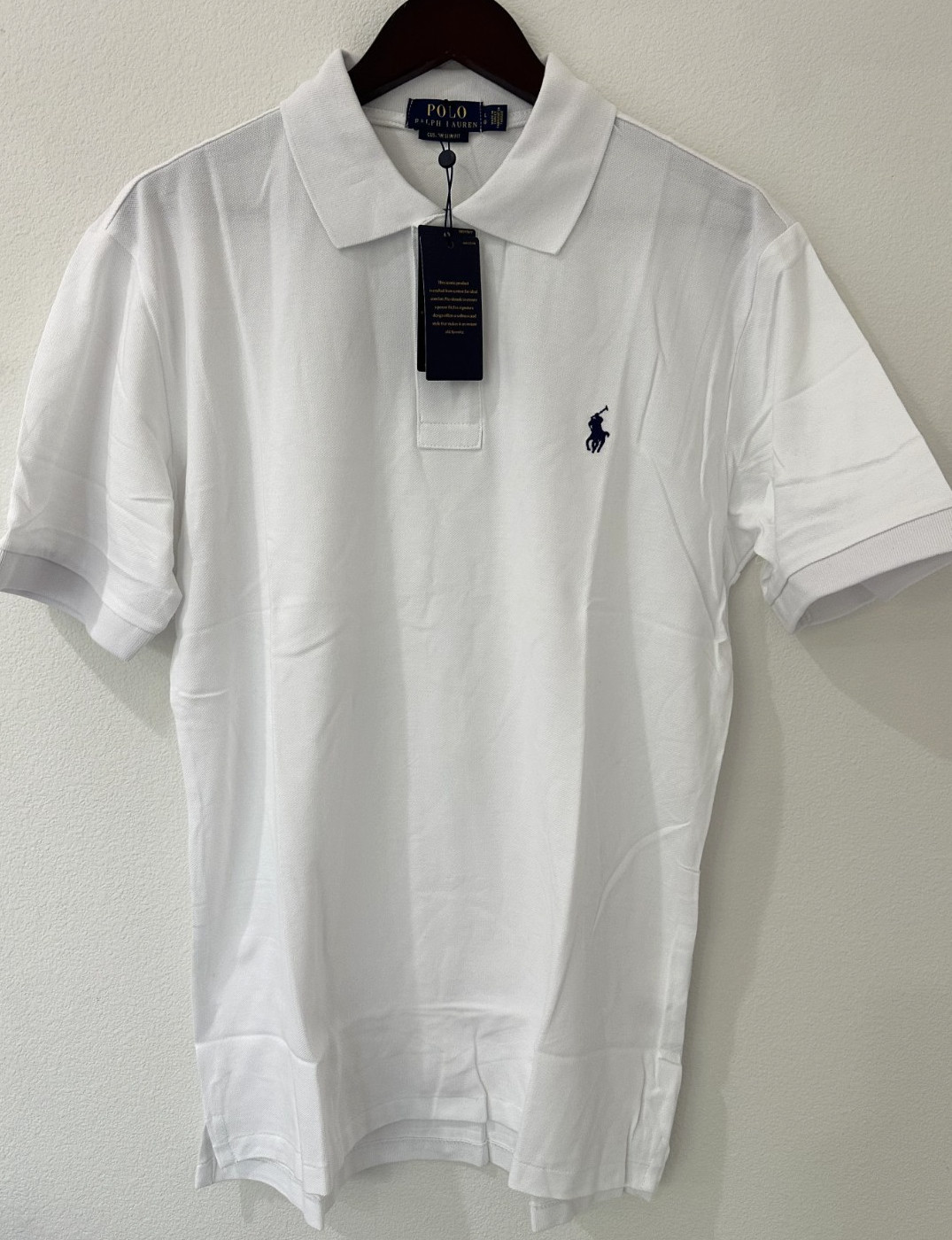 Ralph Lauren Men’s Custom Slim Fit Polo Shirt White L Short Sleeve Mesh New