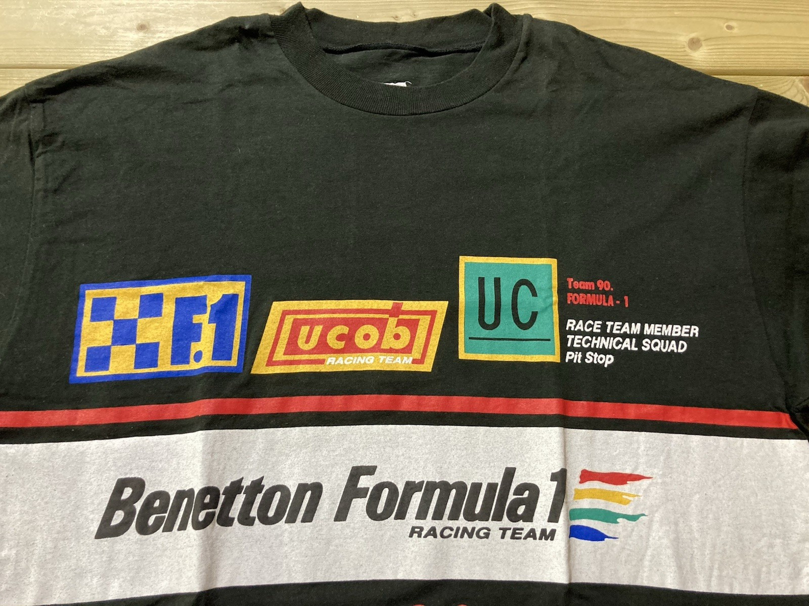 United Colors of Benetton Formula 1 Racing Team Tee T Shirt Size M Black Vintage