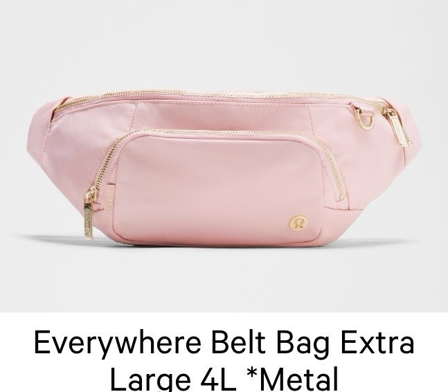 Lululemon Everywhere Belt Bag Extra Large 4L Pink Zip Adjustable Strap Gold