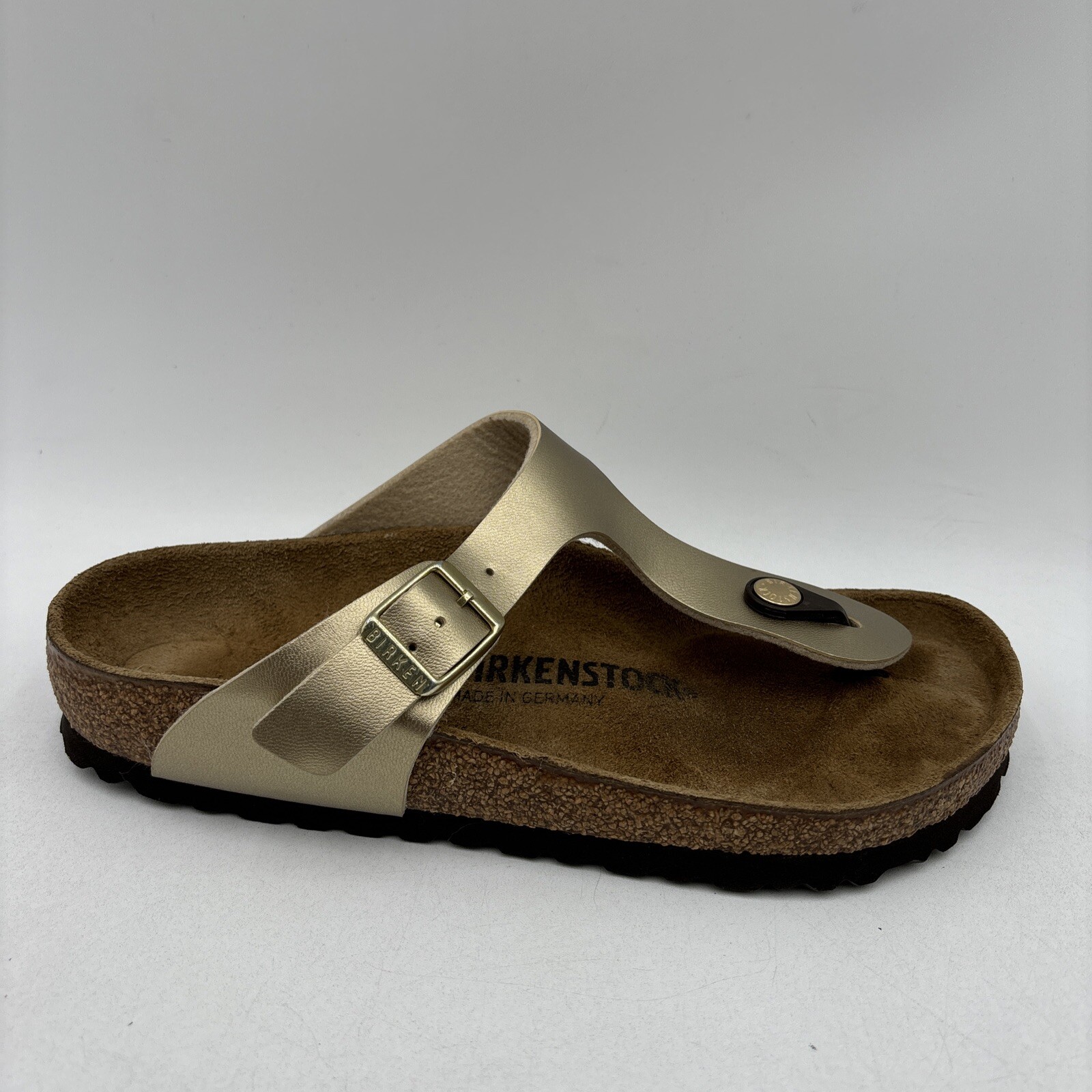 Birkenstock GIZEH Gold Birko-Flor Buckled Thong Sandal Unisex Men 4 Women 6 (37)