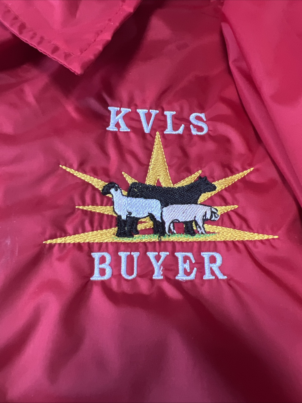 Vintage Luna Pier windbreaker Reserved grand champion buyer jacket with cows red