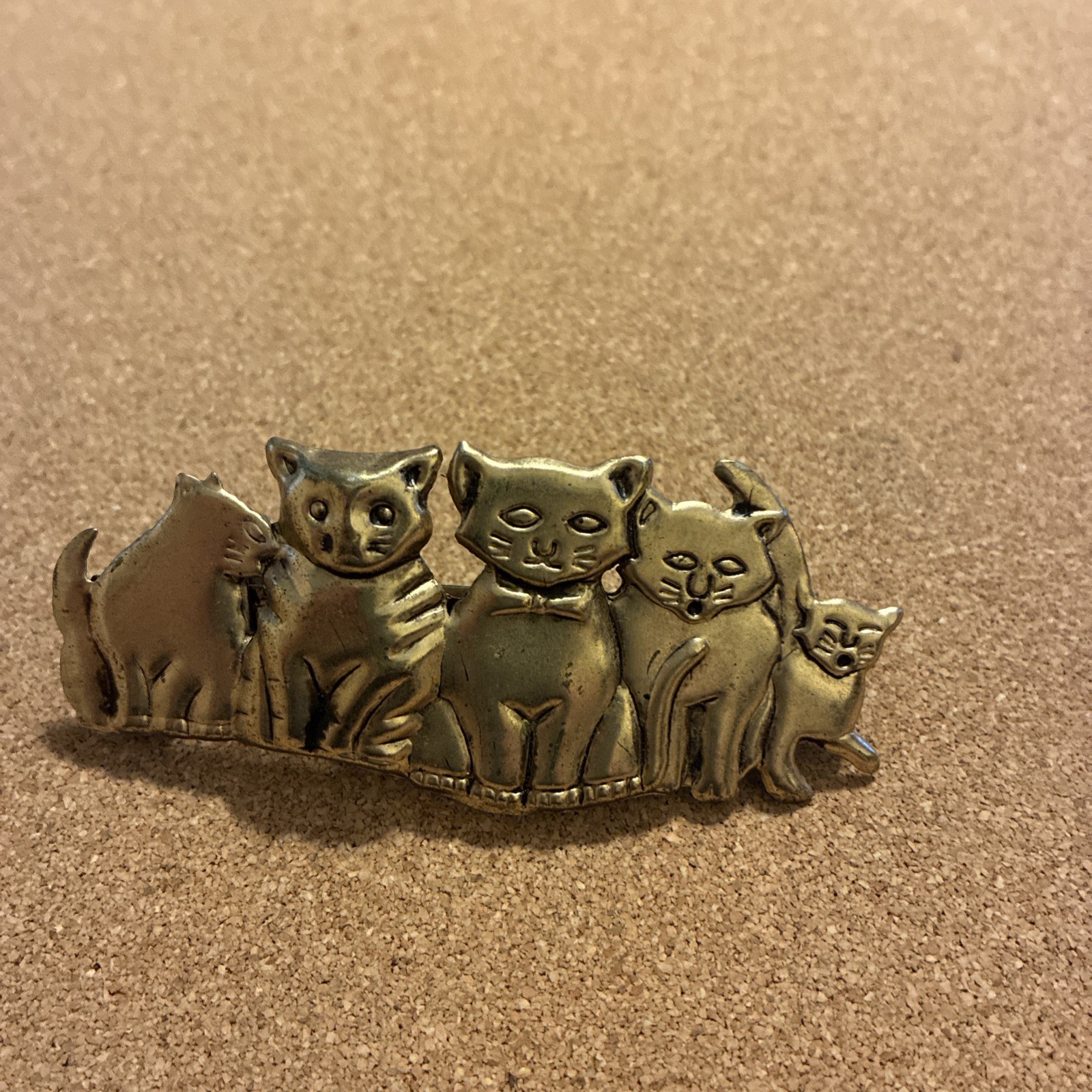 Hair Clips Cat Gold Tone Metal Barrette For Hair Used, 1PCS