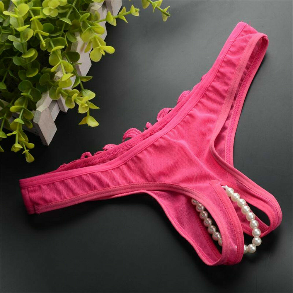 Women Sexy Lace Pearl Briefs Lingerie Knickers G-string Thongs Panties Underwear