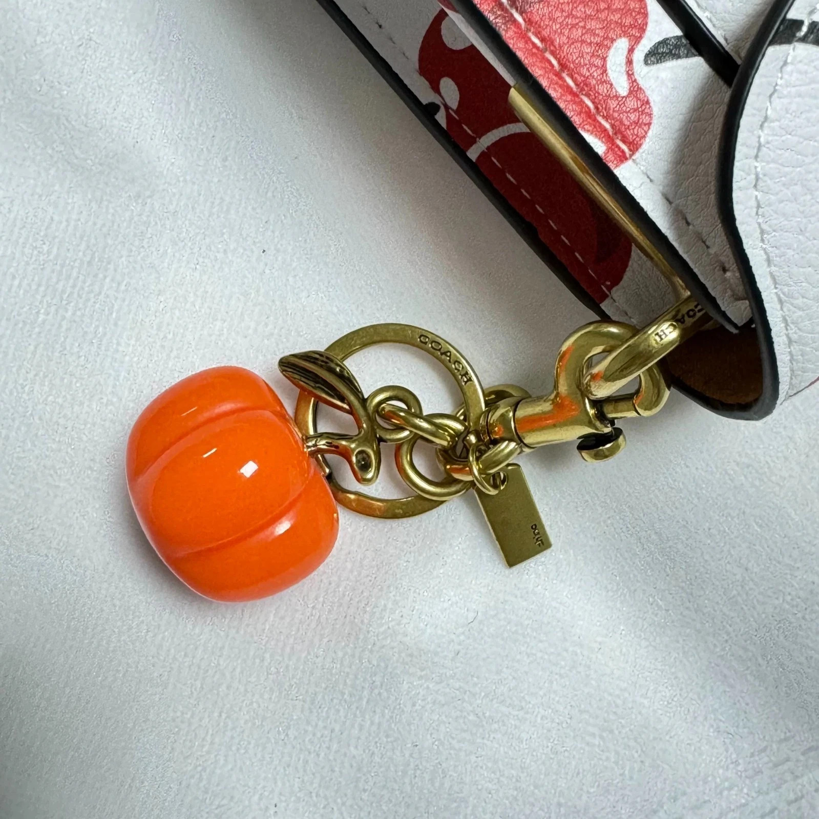 Coach Pumpkin Bag Charm Keychain Resin Metal Brass Purse Decoration