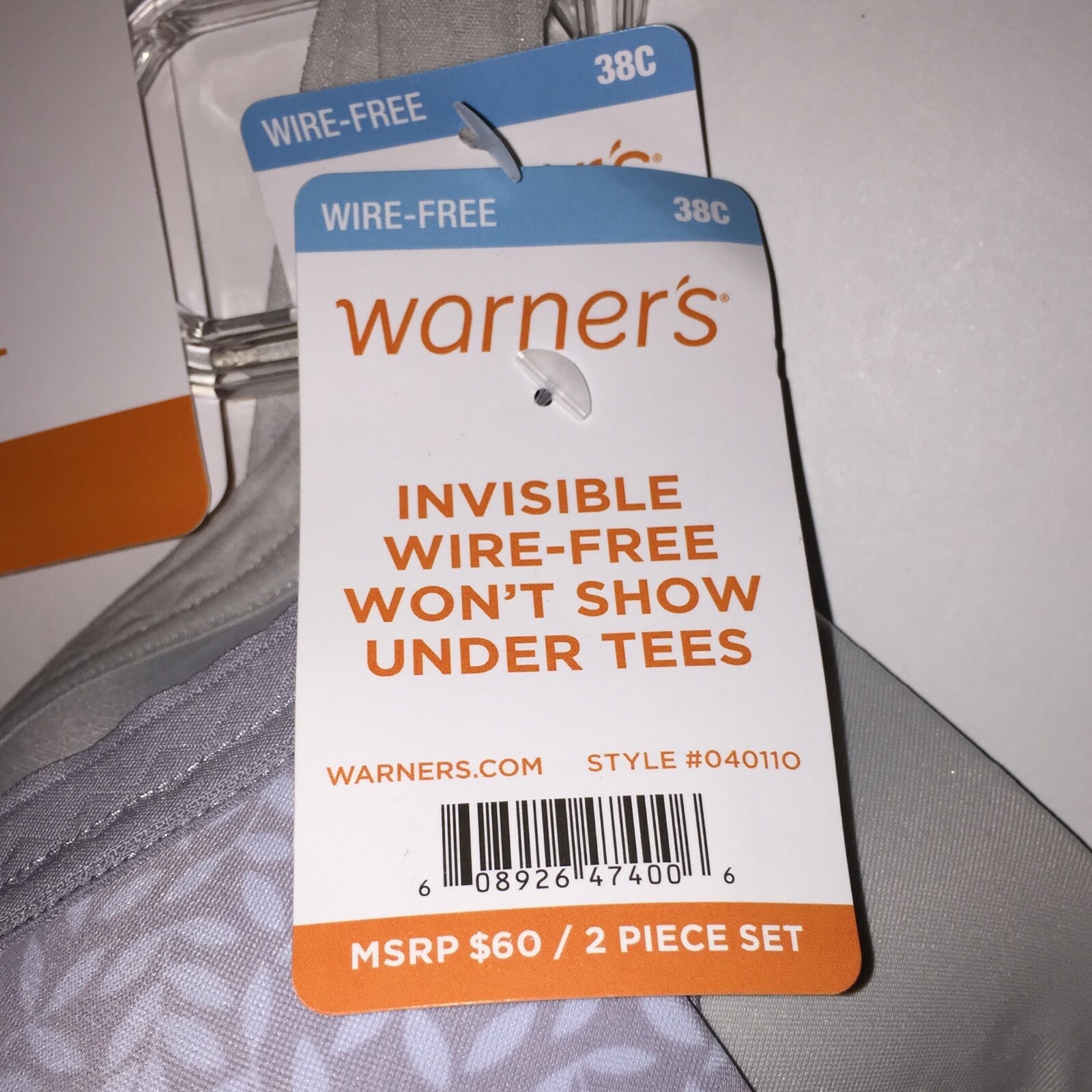 Warner’s Wire Free T-Shirt Bras Set of TWO Invisible Seamless Lined Cups NEW $60