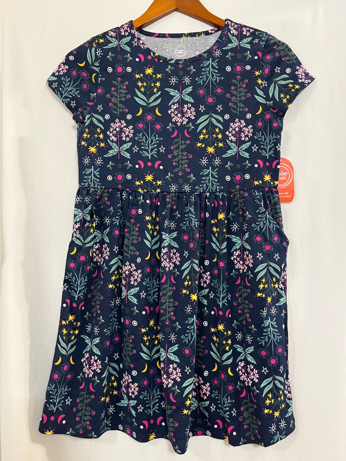 NWT Wonder Nation Moon Star Floral Dress Girls Play With Pockets Navy Many size
