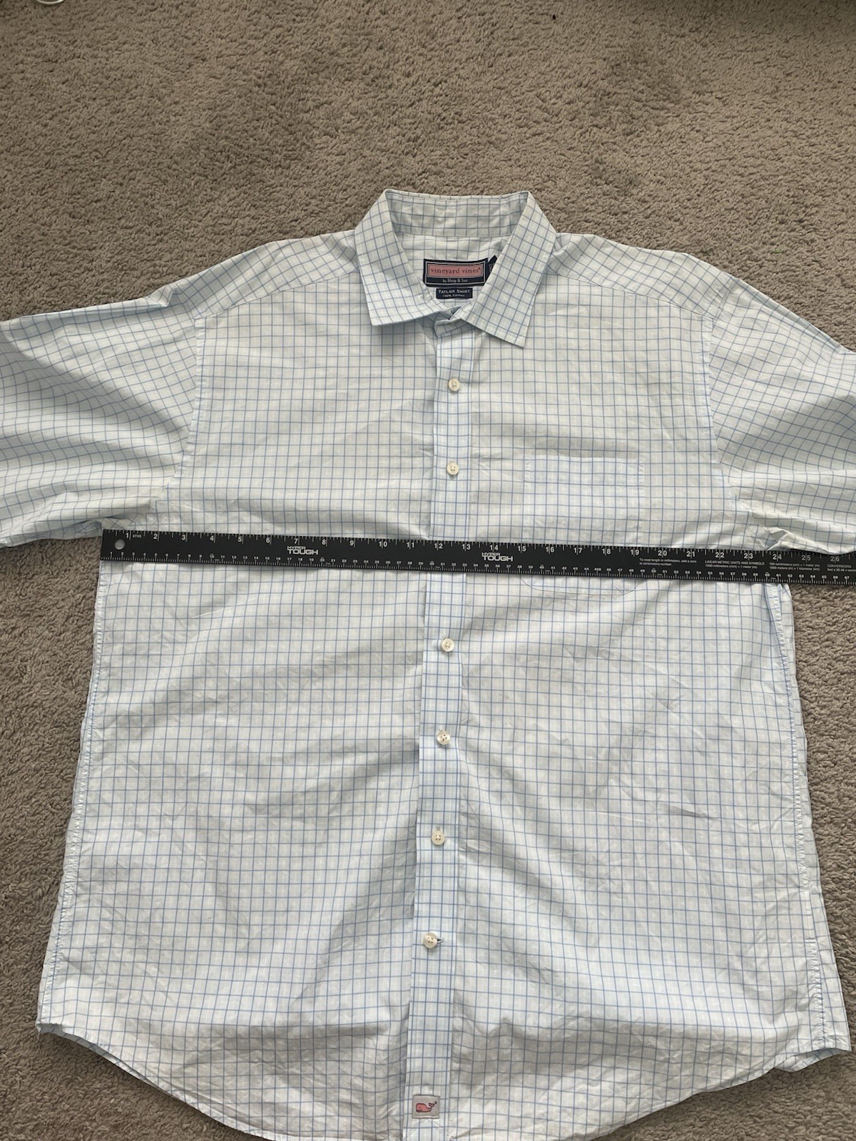 Vineyard Vines Taylor Shirt Men’s XL Blue White Check Cotton Easy Care