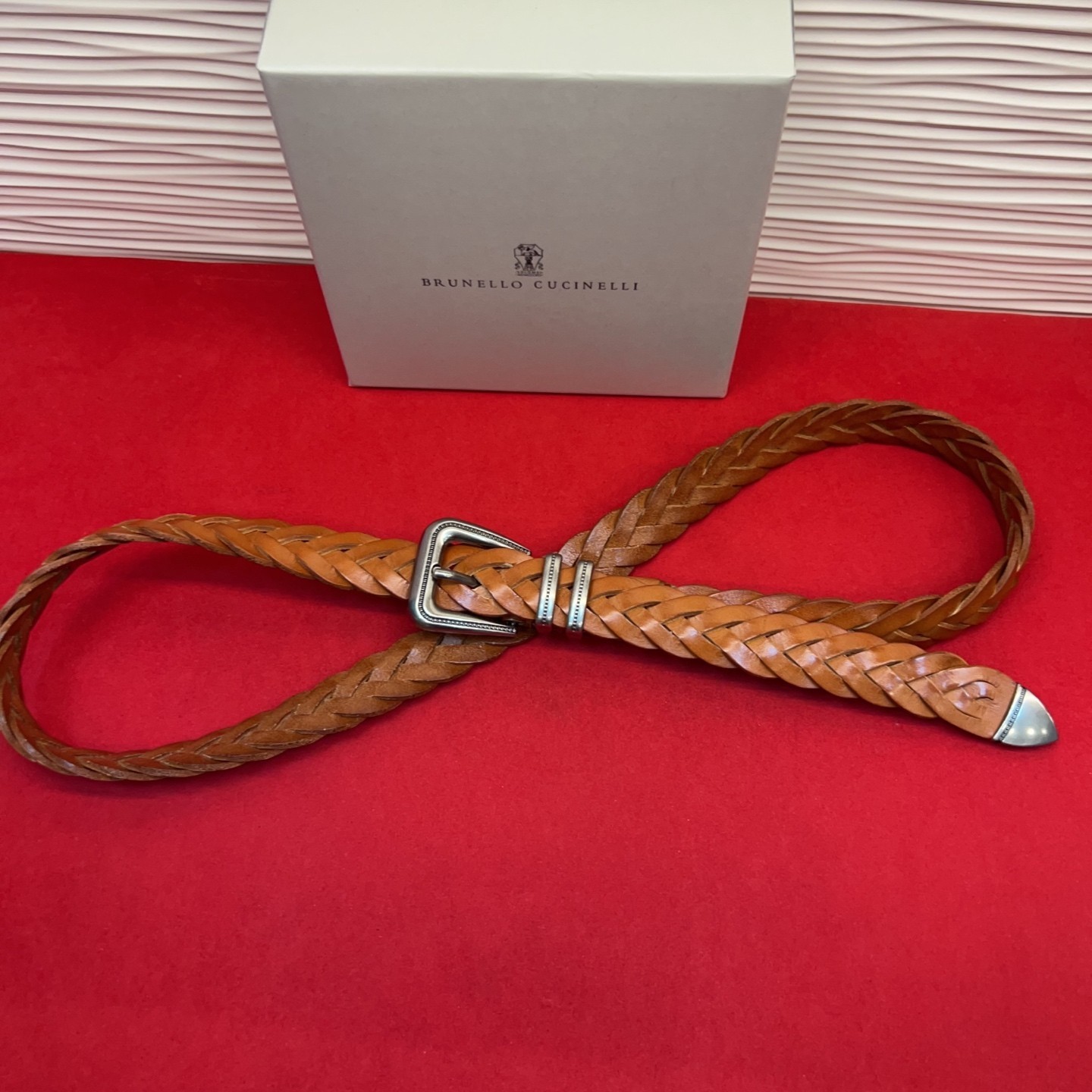 Brunello Cucinelli unisex casual fashion woven belt, size 2.5cm, 95
