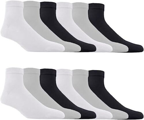 12 Pairs Men’s Plain Sports Athletic Thick Cotton Socks Ankle Low Cut Size 9-13