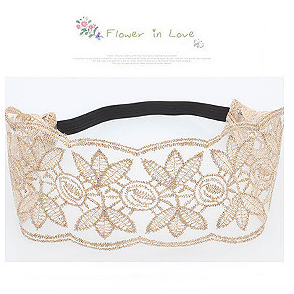 US 7~14Pcs Women Lace Headband Stretch Hairband Elegant Wide Headwrap Turban