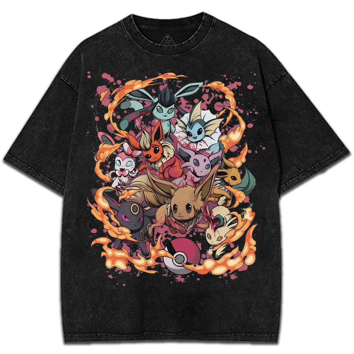 Retro Manga Graphic Tee P0kemon Evolution Eevee Anime T-Shirt Tee