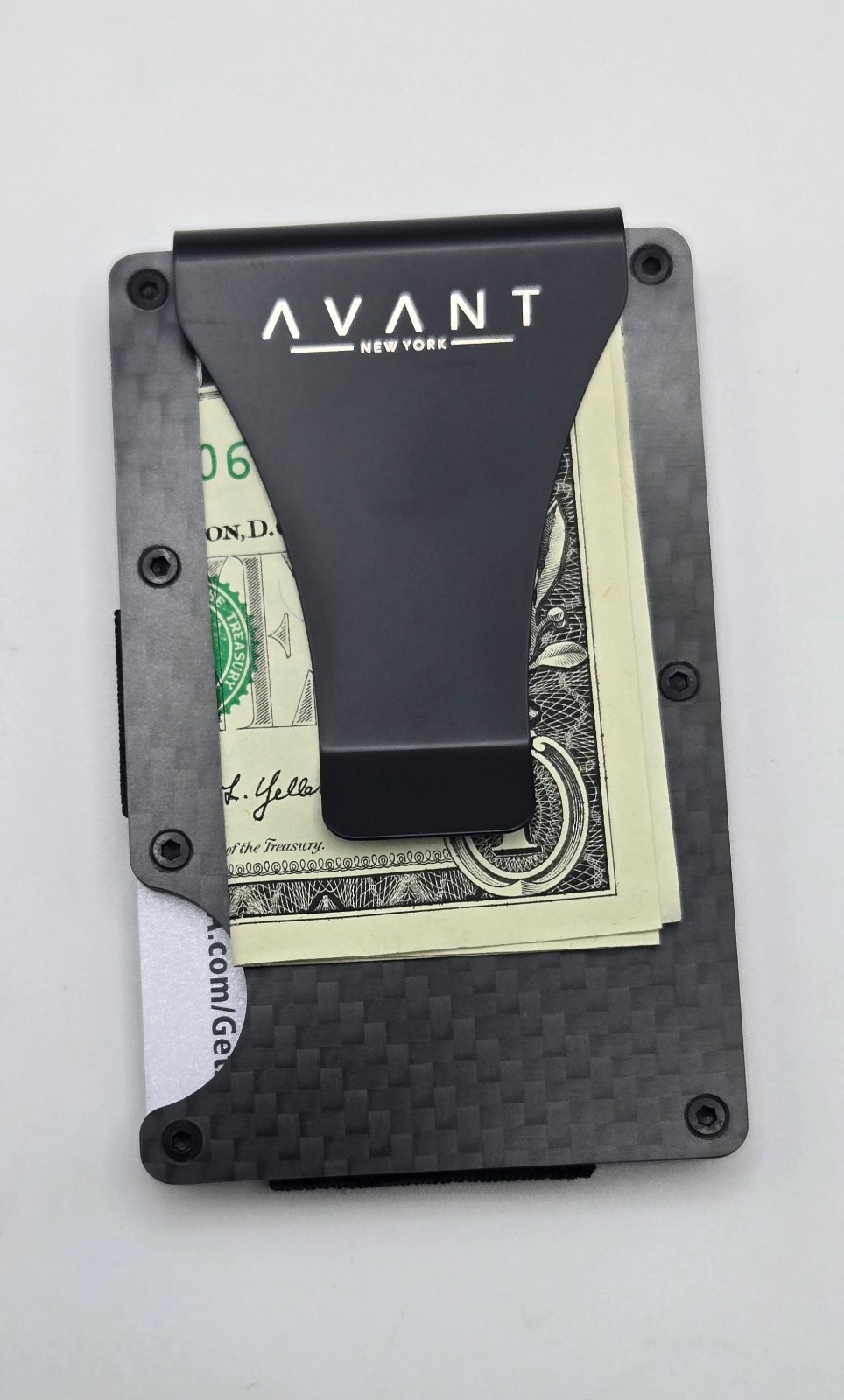 AVANT WOOD Slim Fold New Minimalist Mens WALLET, Carbon Fiber Black, RFID Cash