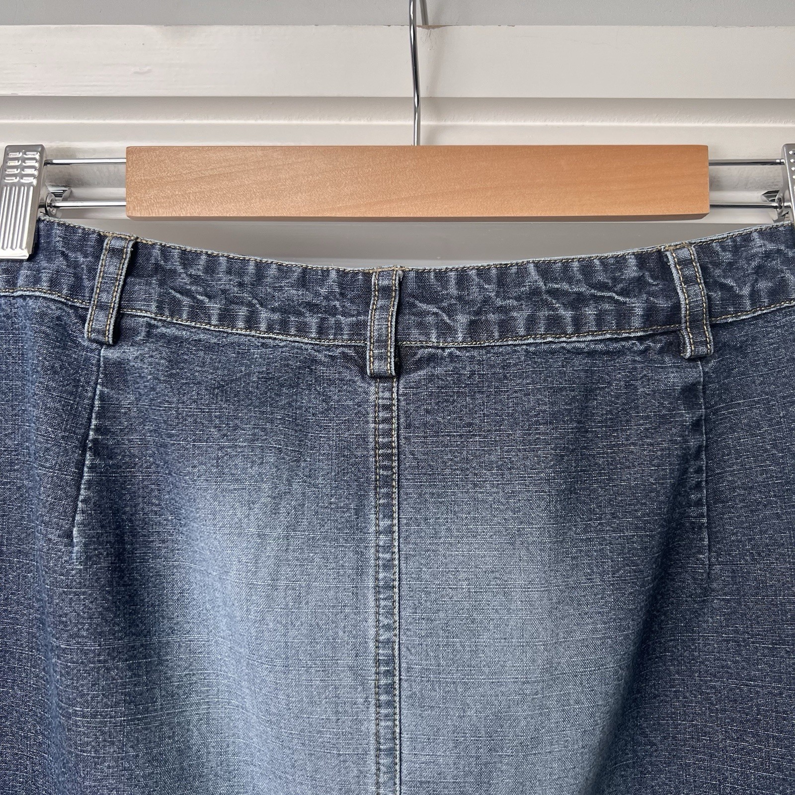 Roman Skirt Women’s UK 18 Blue Denim Straight Midi 100% Cotton Plus Size Y2K