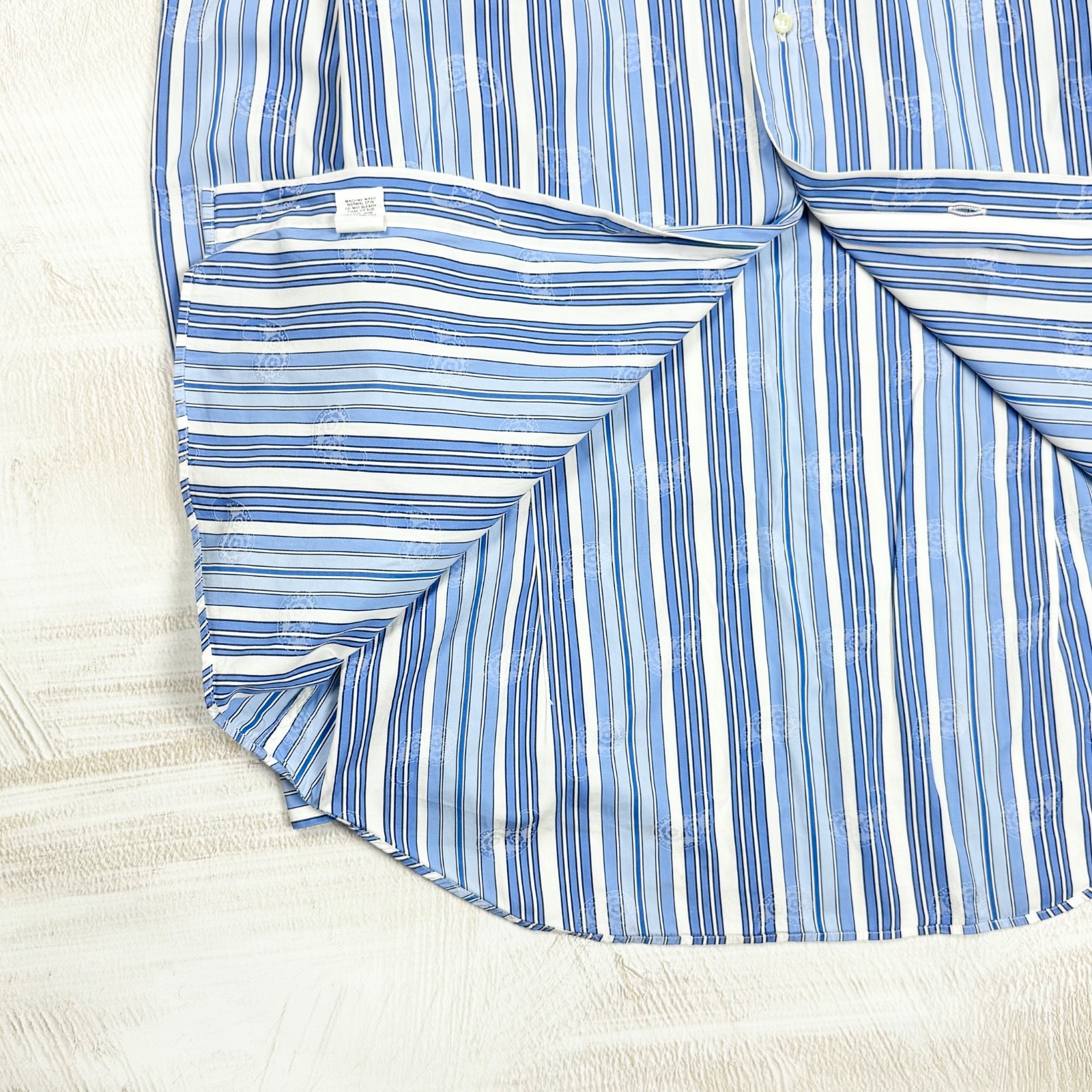 ETRO Milano Men’s Slim Fit Striped Paisley White Blue Cotton Dress Shirt 42