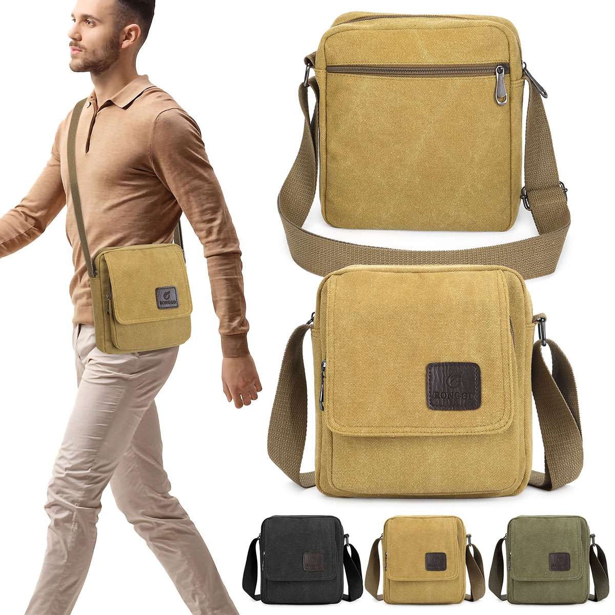 USA Vintage Canvas Crossbody Bag Portable School Satchel Messenger Shoulder Men