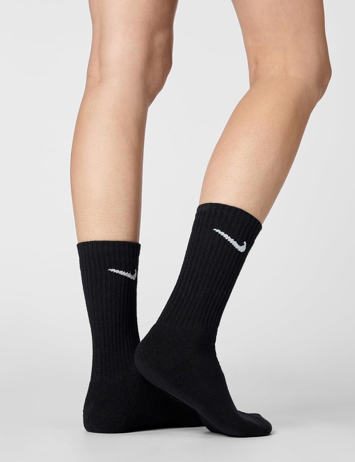 Nike Everyday Cushion Crew Men’s Socks – Black/White,Size LARGE, Pack of 6