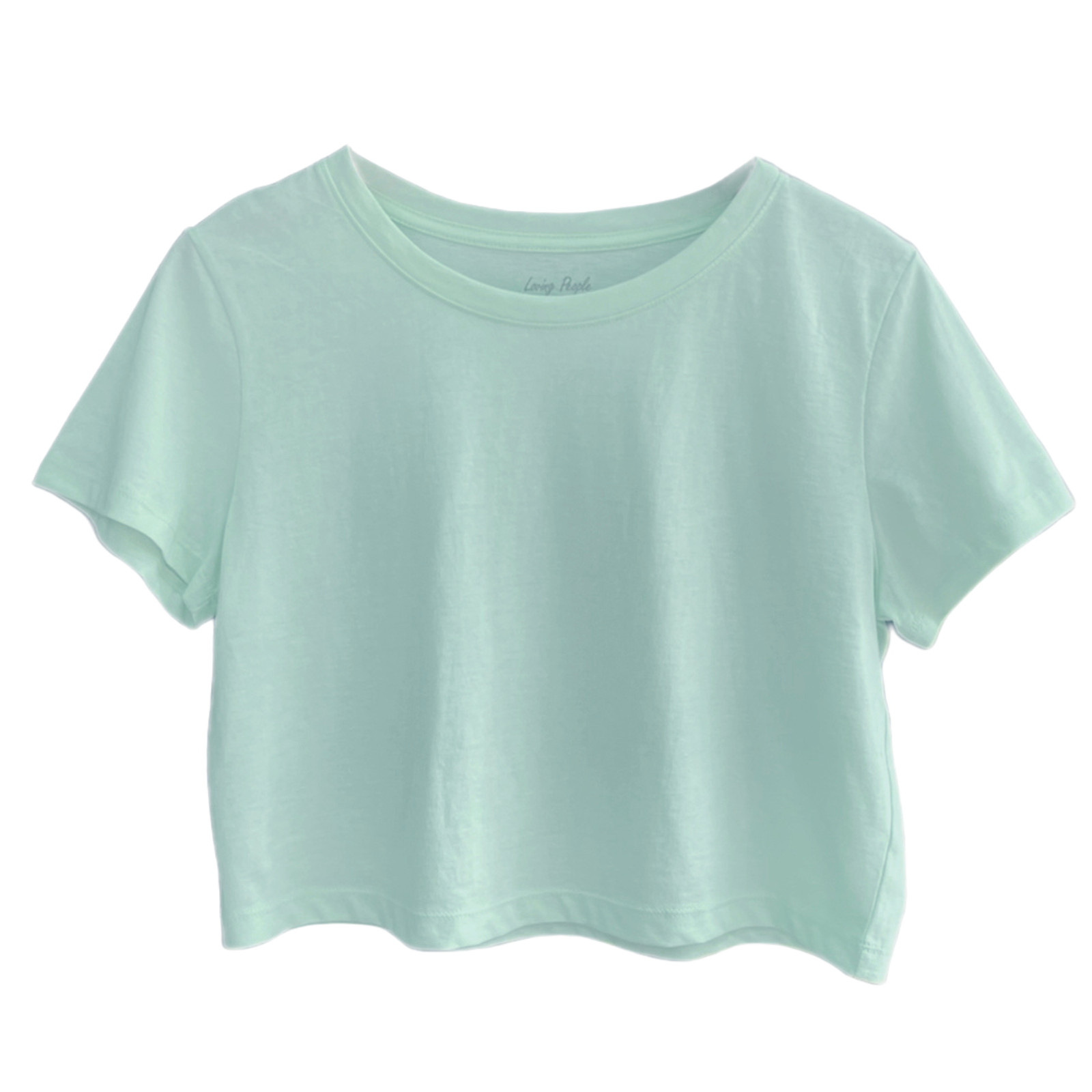 Women’s Loose Fit Crop Tops Round Neck Short Sleeve Casual 100% Cotton T-Shirts