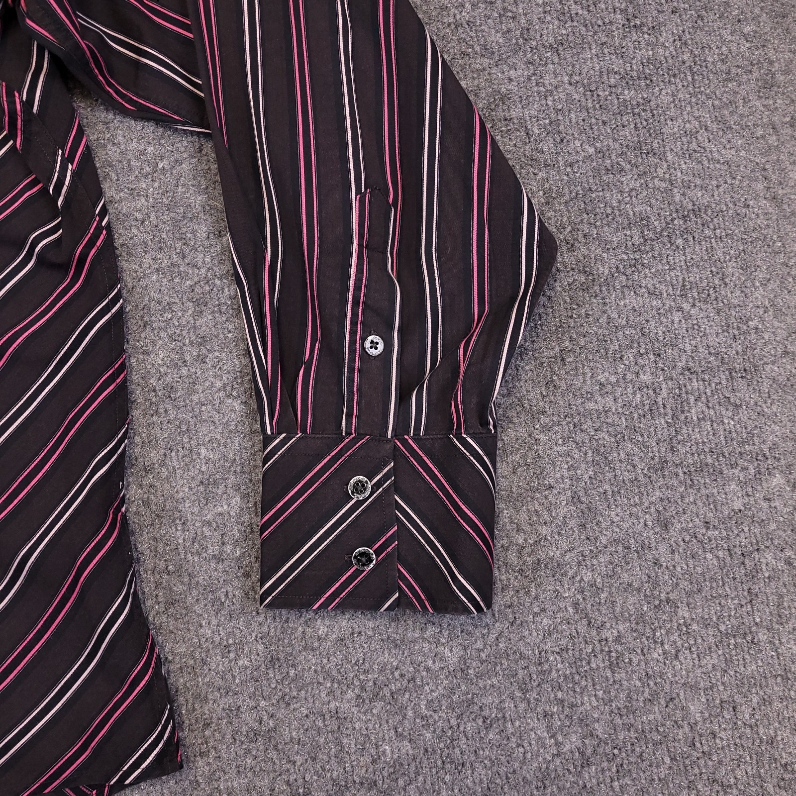 7D 7 Diamonds Shirt Mens 2XL Chocolate Brown Striped Cotton Spread Collar