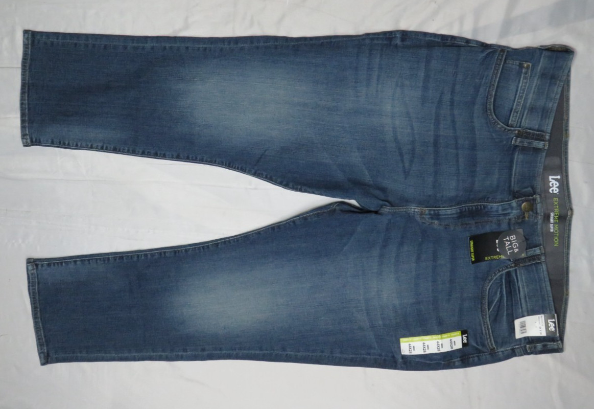 LEE MADDOX BLUE JEANS 48×28 STRAIGHT TAPERED STRETCH BIG & TALL DENIM NWT NEW