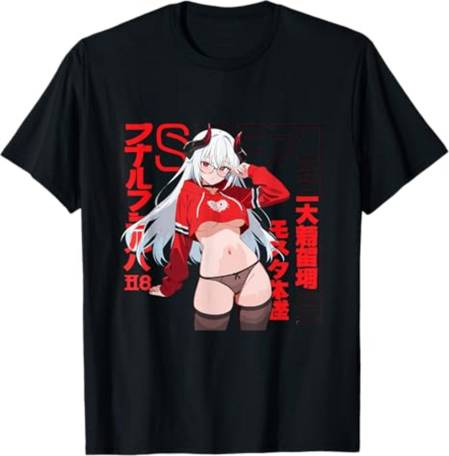 Waifu Anime Girl Glasses Graphic T-Shirt Japanese Style Streetwear Tee