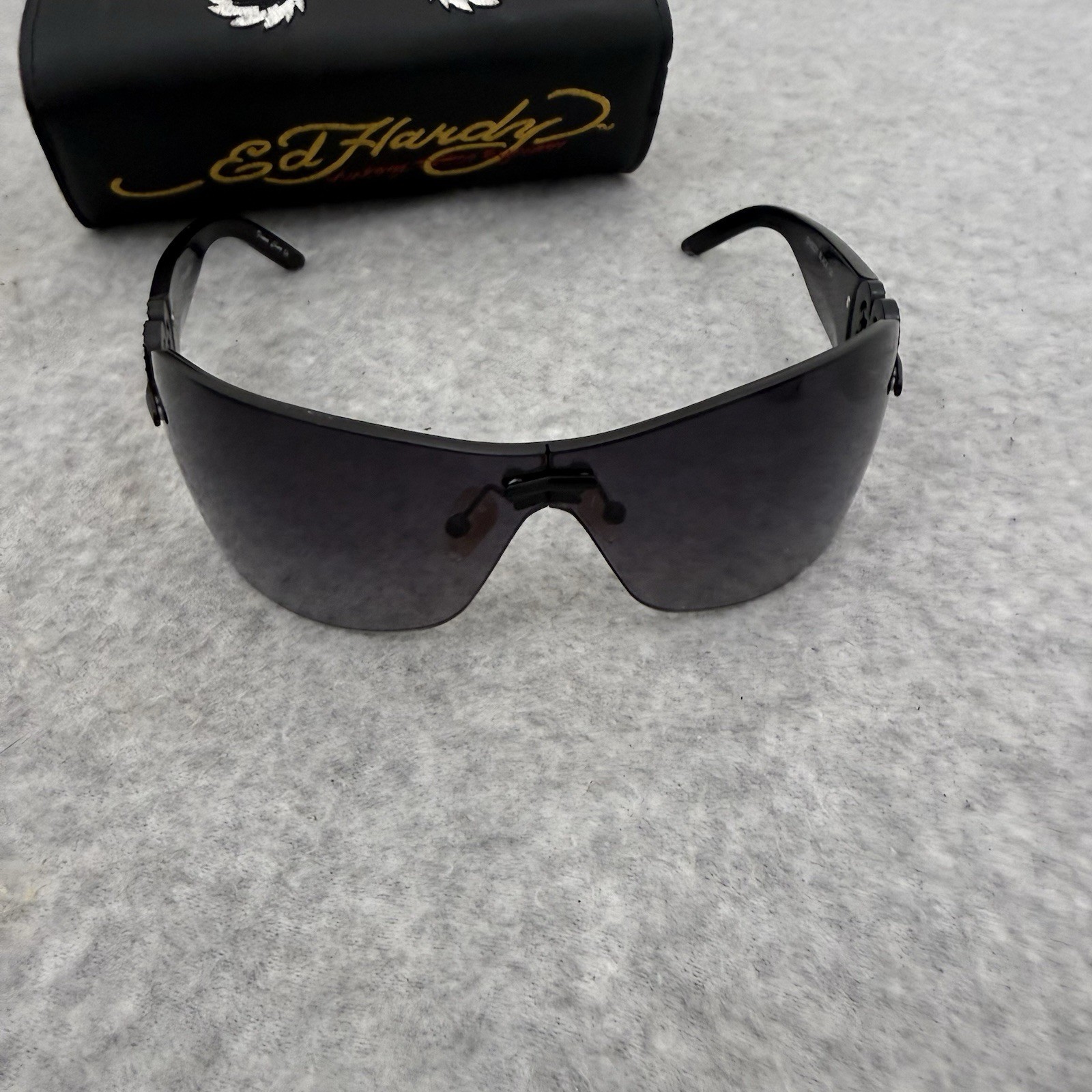 Ed Hardy Sunglasses EHS-031 Skunk Black Rhinestone Glasses With Case