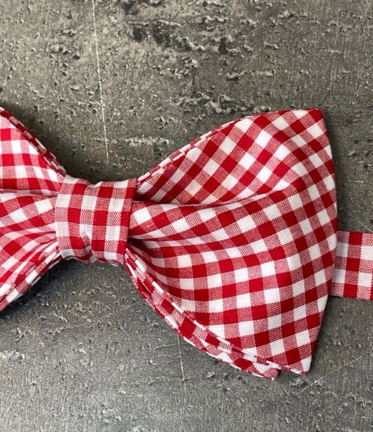 NEW Custom Mens Gingham Bow Tie Pre-tied Adjustable Gift 4 Him Red/White Check