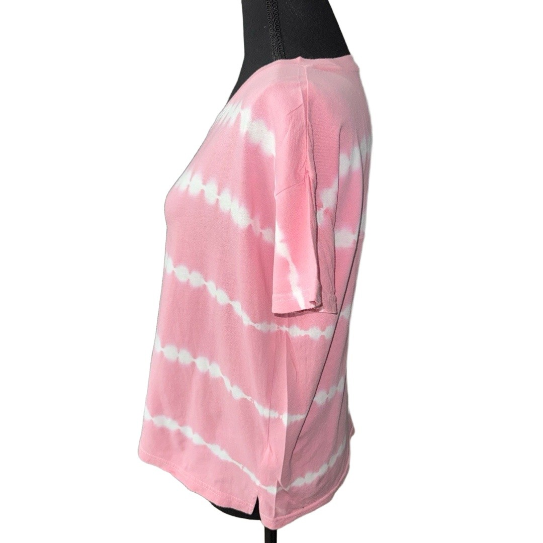 RAILS Women’s Roman Cotton Tee in Pink Waves Tie Dye-Size Small
