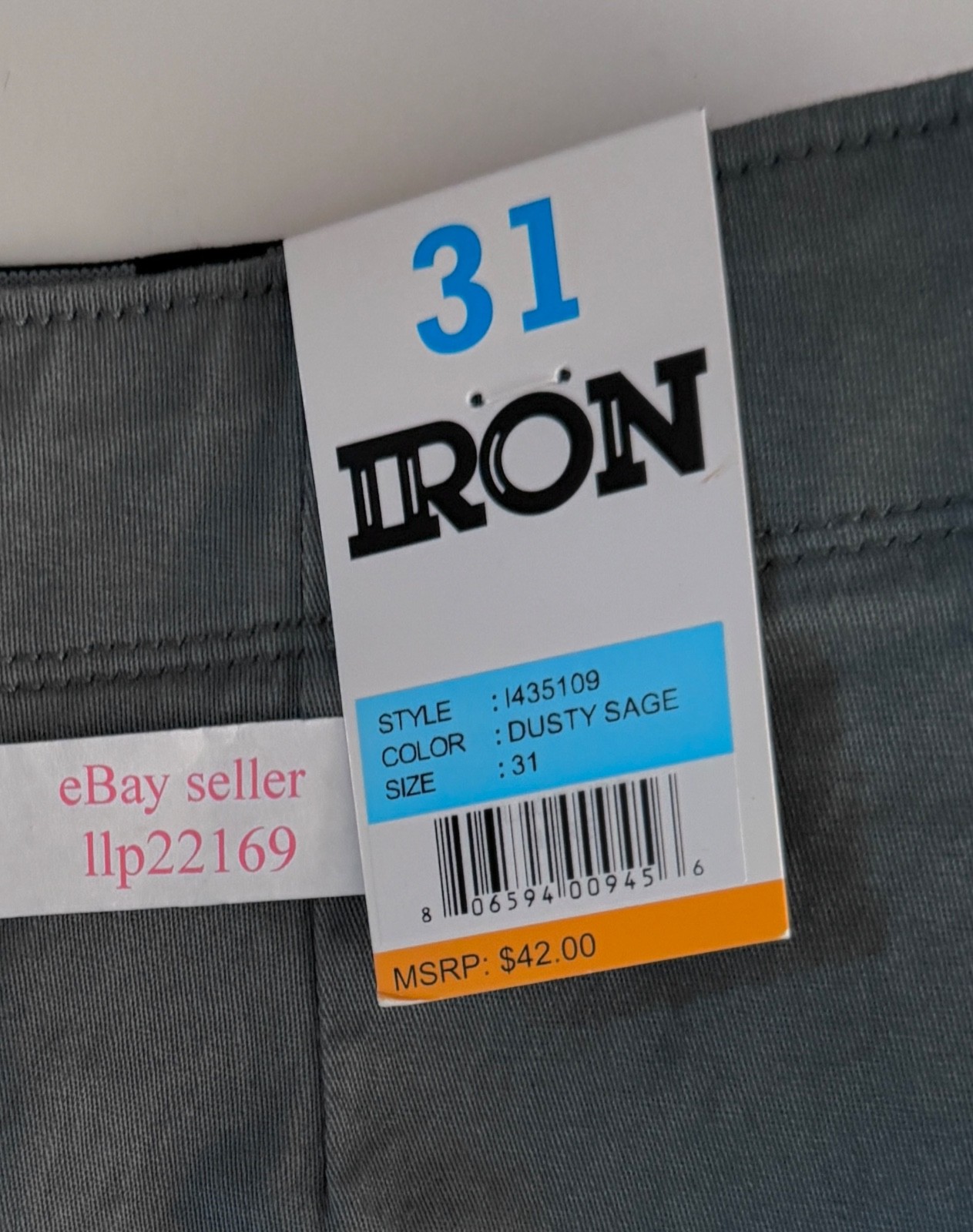 IRON CO Men’s Stretch Shorts (SIZE 31) Flex Waist Flat Front DUSTY SAGE New Tag!