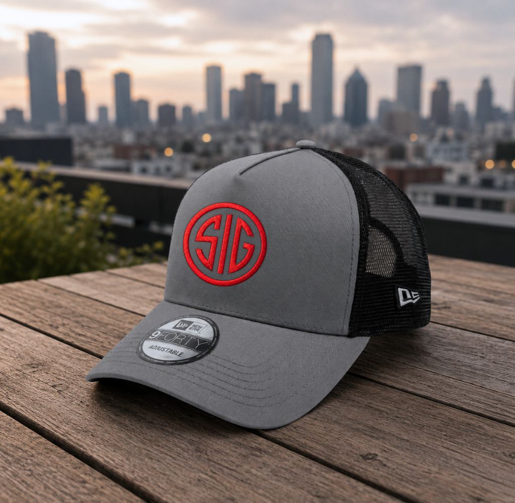 SIG Embroidered Trucker Hat Gray Hunting Outdoor Sports Snapback Cap