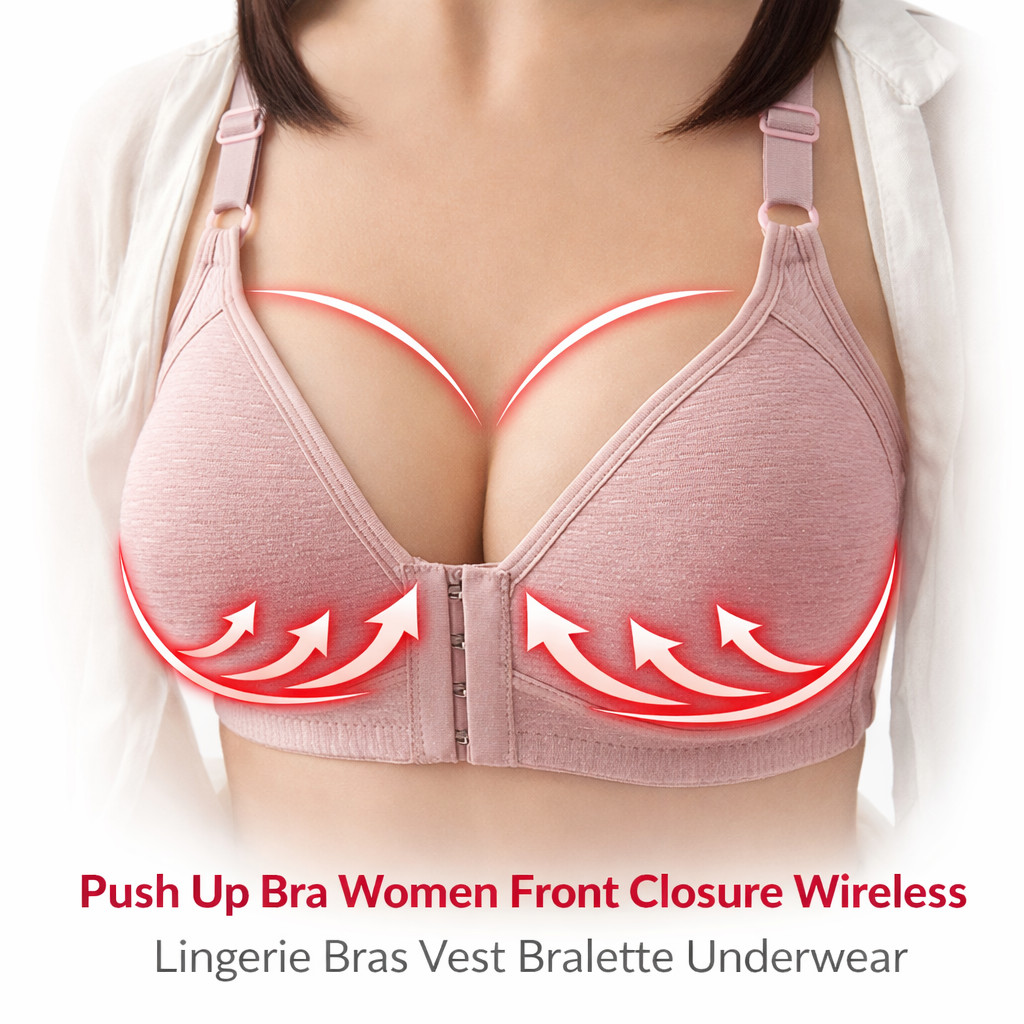 Push Up Bra Women Front Closure Wireless Lingerie Bras Vest Bralette Underwear