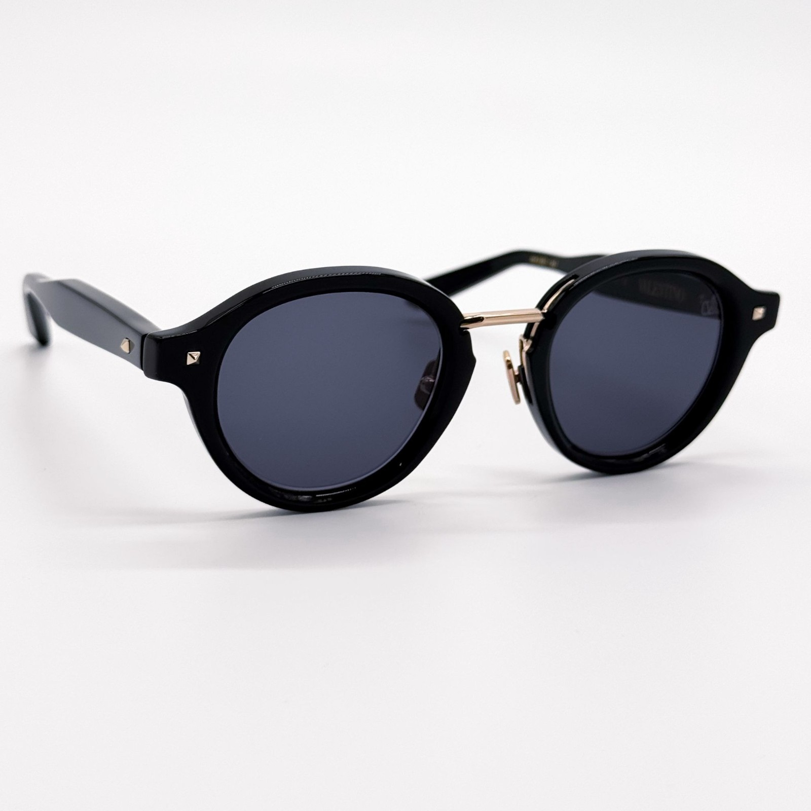 NEW VALENTINO SUNGLASSES VLS-132A BLACK/GRAY MEN ROUND EYEWEAR