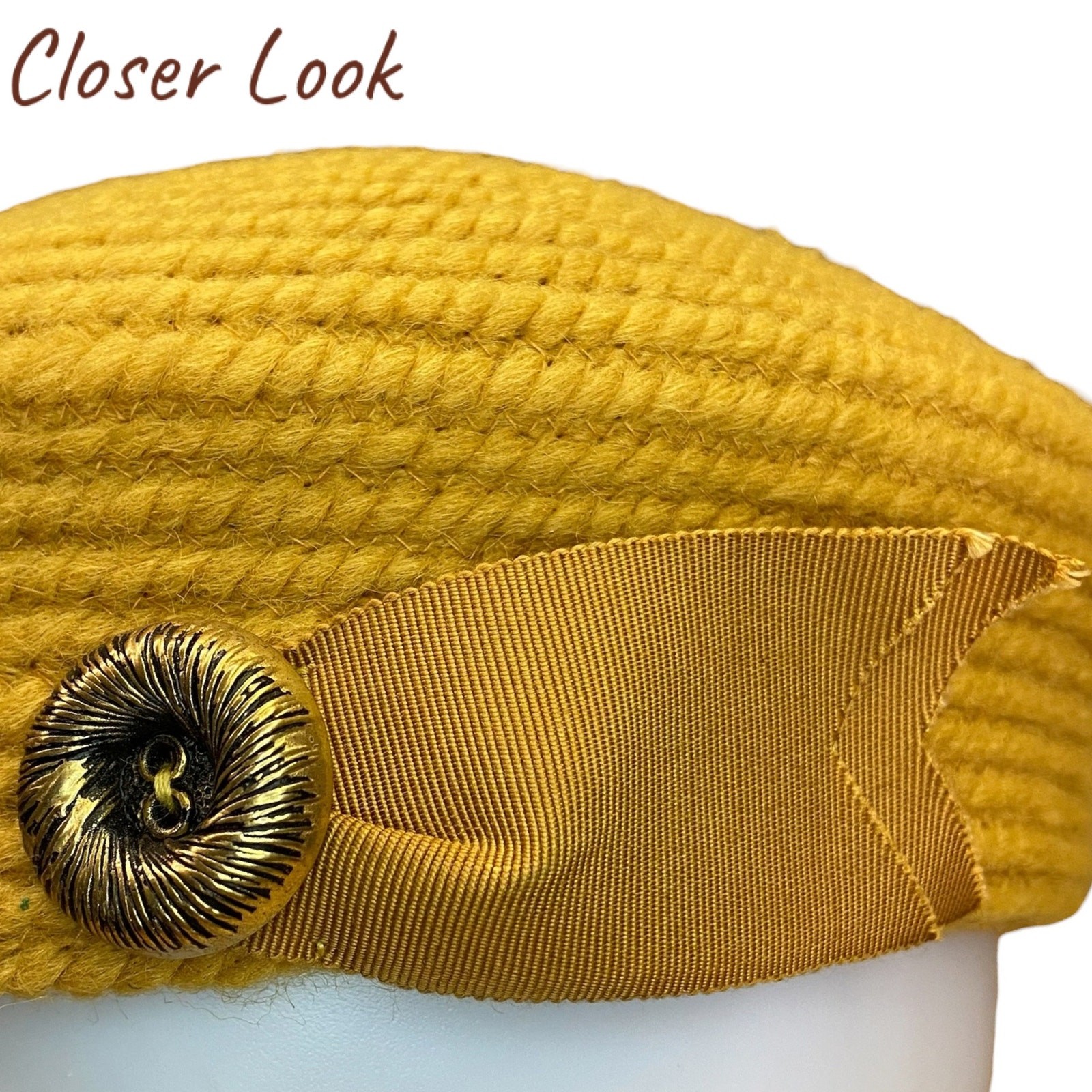 1960s Golden Yellow Pillbox Hat Everitt Original Woven Tilt Hat