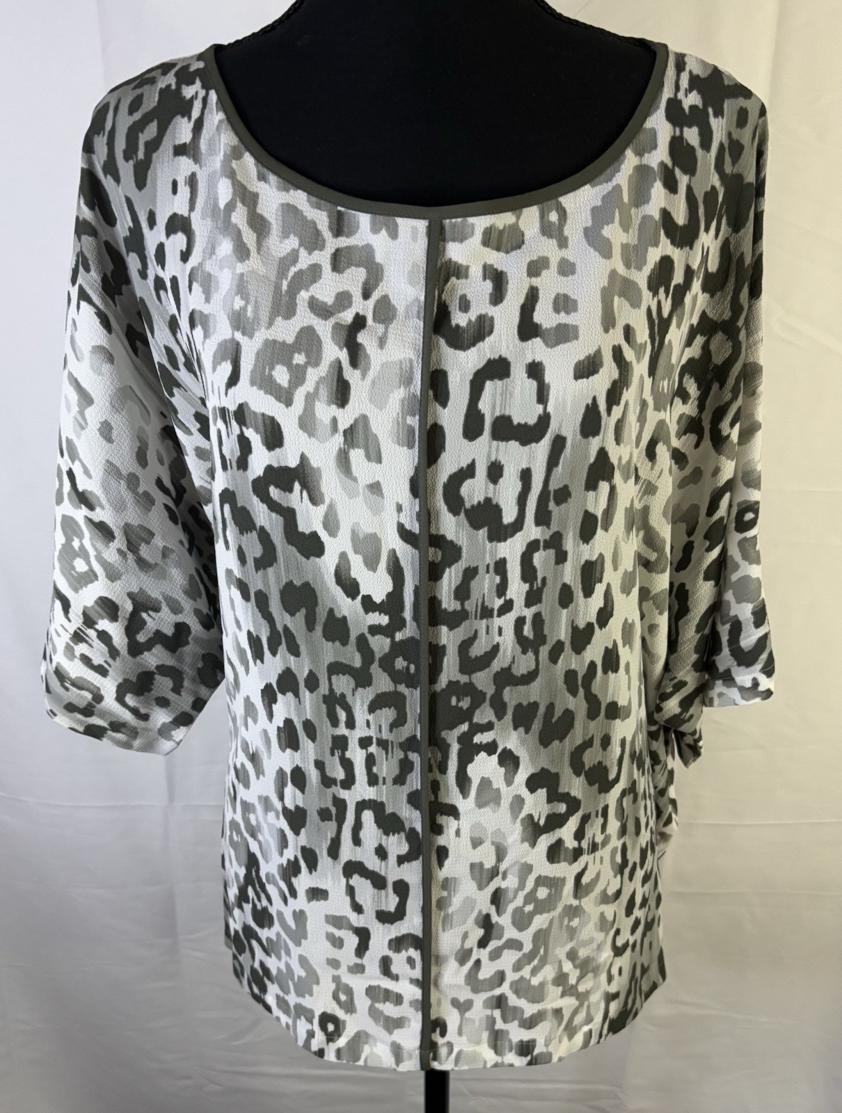 M&S Collection Grey Animal Print Blouse UK 22 EUR 50 Lightweight Loose Fit Top