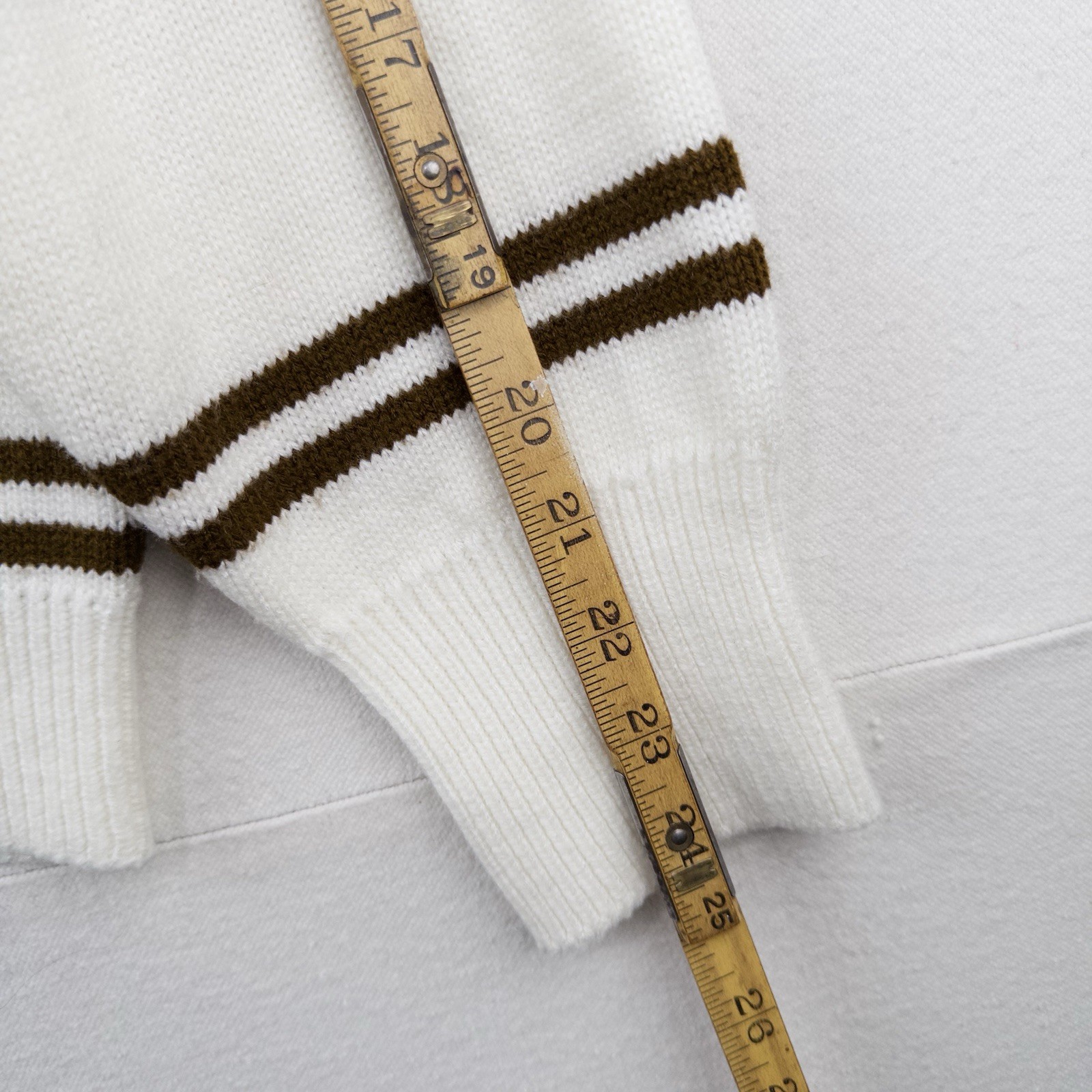 60’s Vtg Donegal Estate Mens L Orlon Acrylic Knit Polo Sweater Loop Collar Cream